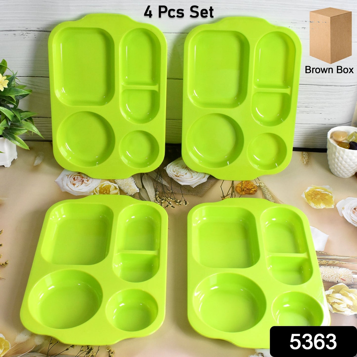 Unbreakable Plastic Food Plates / Biodegradable 5 Compartment Square Plate for Food - infinityexculsivestore.com