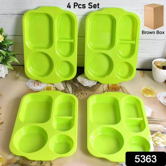 Unbreakable Plastic Food Plates / Biodegradable 5 Compartment Square Plate for Food - infinityexculsivestore.com