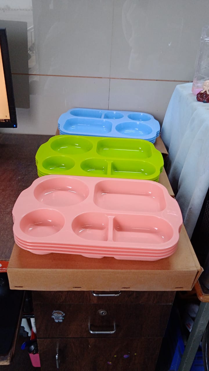 Unbreakable Plastic Food Plates / Biodegradable 5 Compartment Square Plate for Food - infinityexculsivestore.com