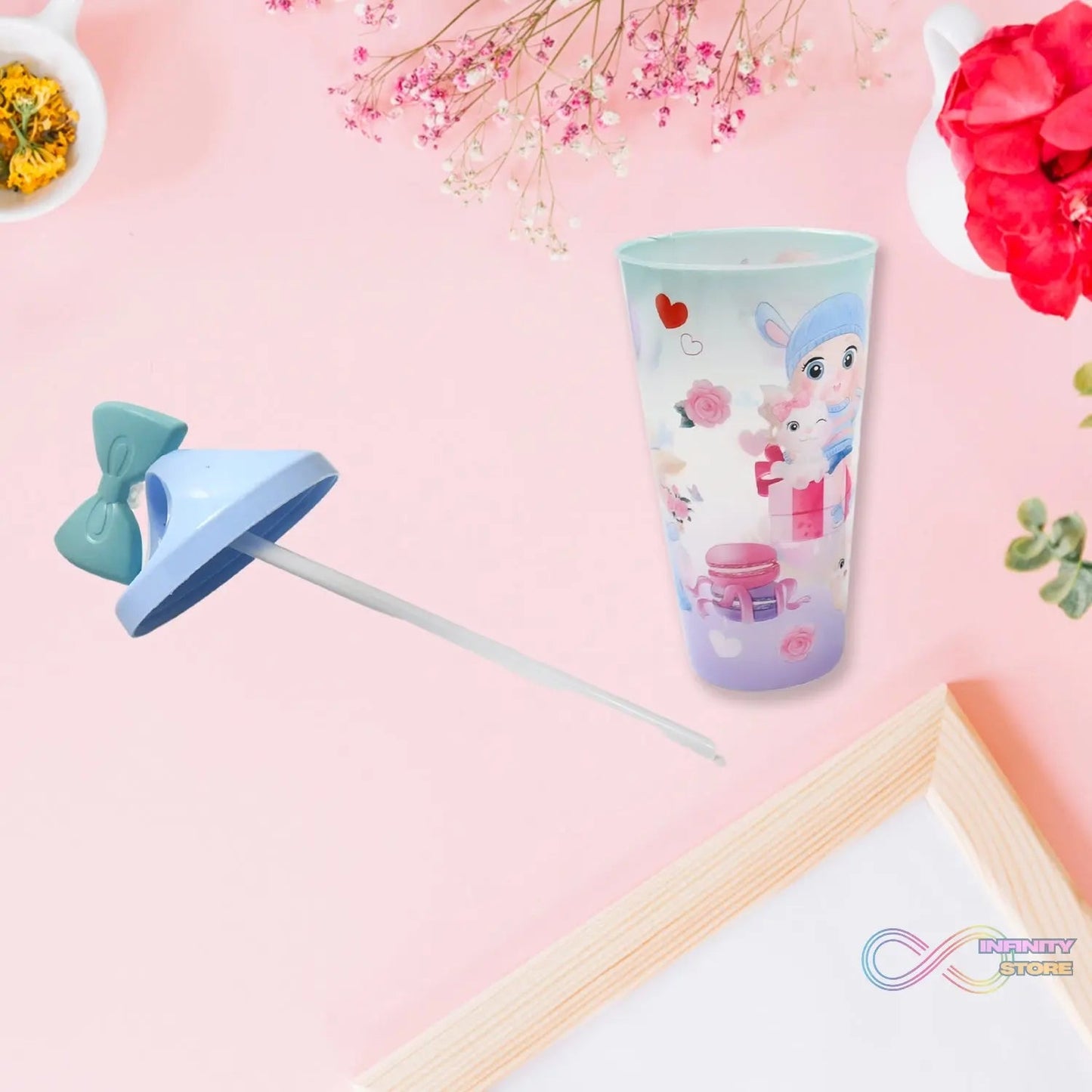 Unicorn Water Bottle with Straw & Lid for Kids (Without Light) - infinityexculsivestore.com