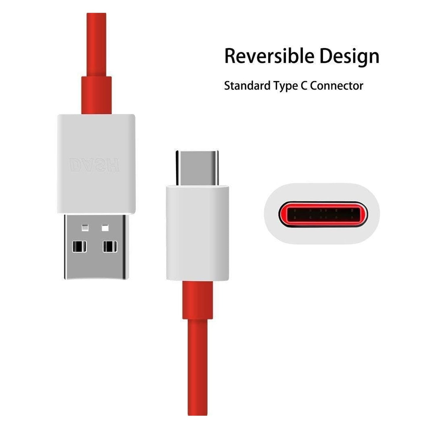 Unique Type C Dash Charging USB Cable for Fast Charging & Data Transfer (Red, 1 Meter) - infinityexculsivestore.com