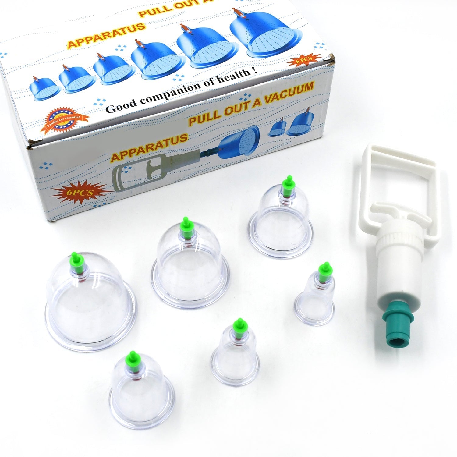 Vacuum Cupping Set 6 Pcs Kit Pull Out a Vacuum Apparatus Therapy Relax Massagers Curve Suction Pumps - infinityexculsivestore.com