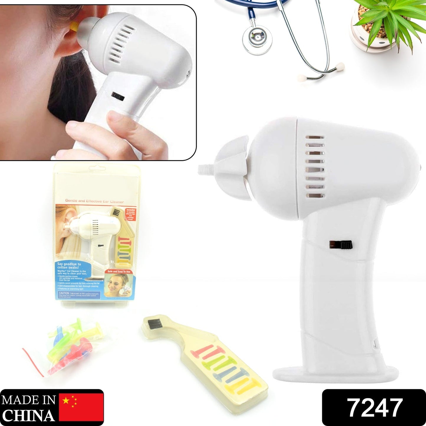 Vacuum Ear Cleaning System Clean Ears Care Removel Tool Earpick Cleaner Vacuum Removal Kit Safe Gentle Hygienic with 8 Silicon Cleaner Clips and Cleaning Brush - infinityexculsivestore.com