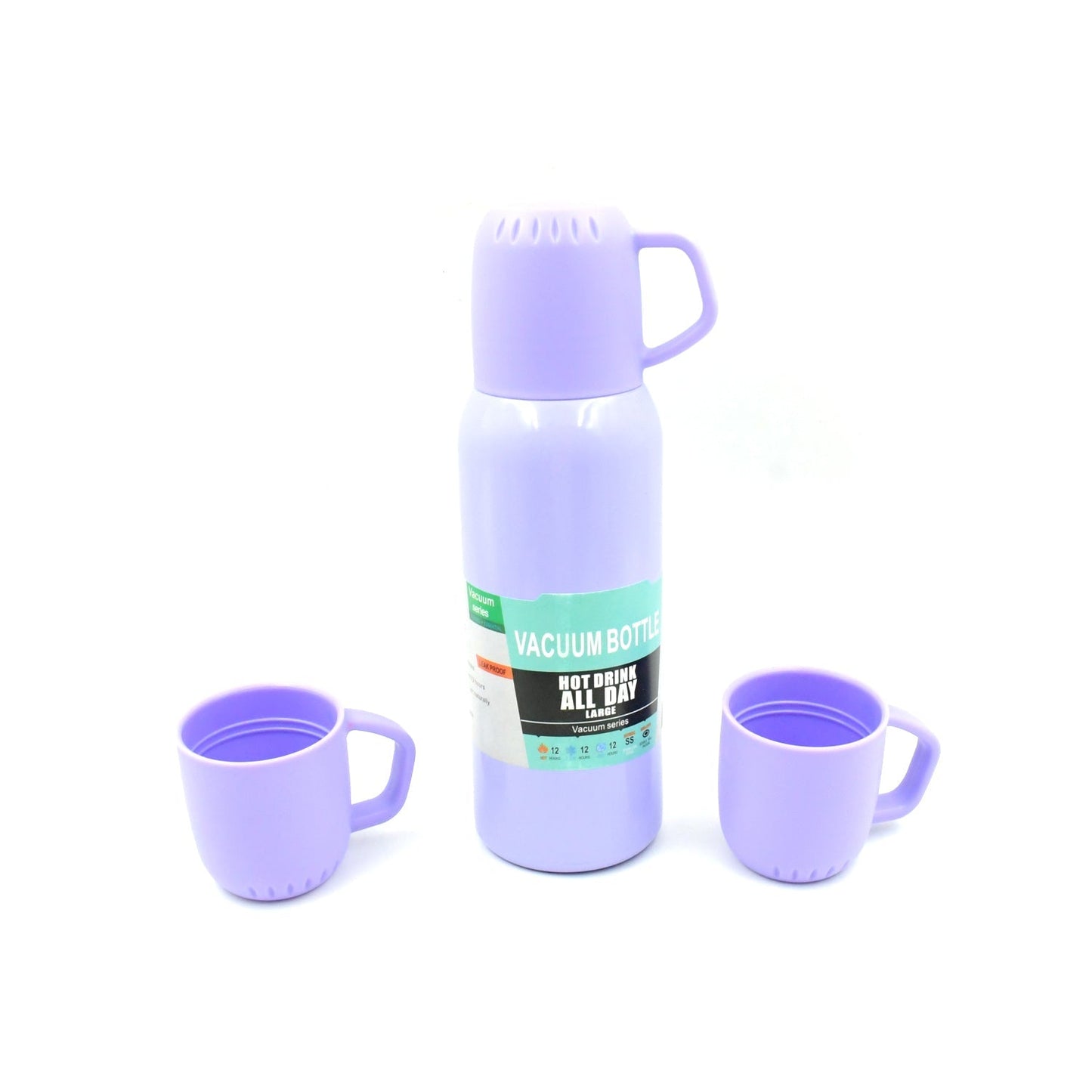Vacuum Flask Set Stainless Steel Thermos With 3 Cup Creative Gift Set With Cover Handle Portable Car Water Bottle Set (Approx 500ml) - infinityexculsivestore.com