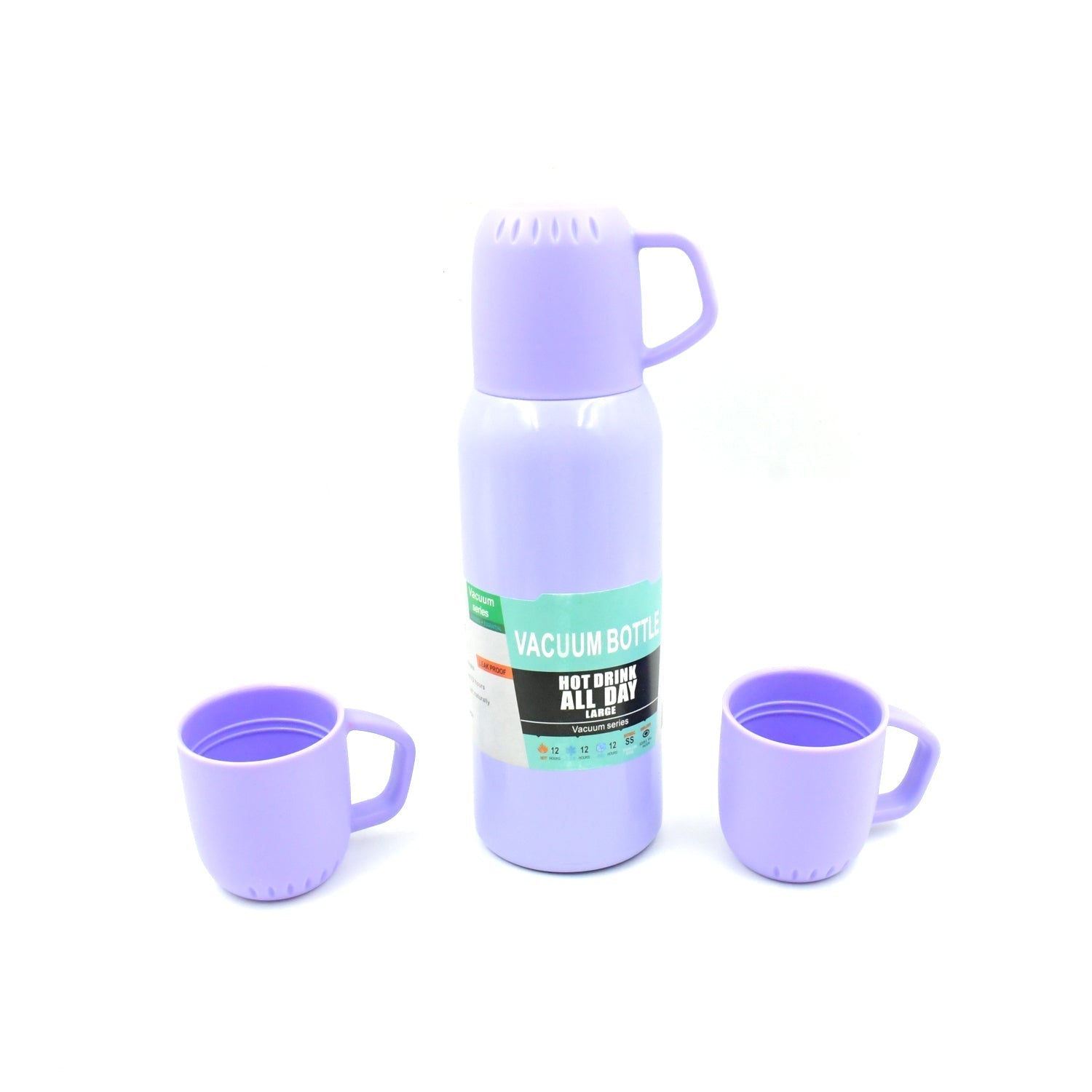 Vacuum Flask Set Stainless Steel Thermos With 3 Cup Creative Gift Set With Cover Handle Portable Car Water Bottle Set (Approx 500ml) - infinityexculsivestore.com