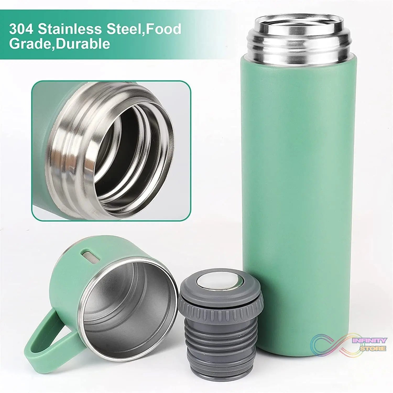 Vacuum Insulated Flask Set with 3 Cups (1 Pc / 500ml) - infinityexculsivestore.com