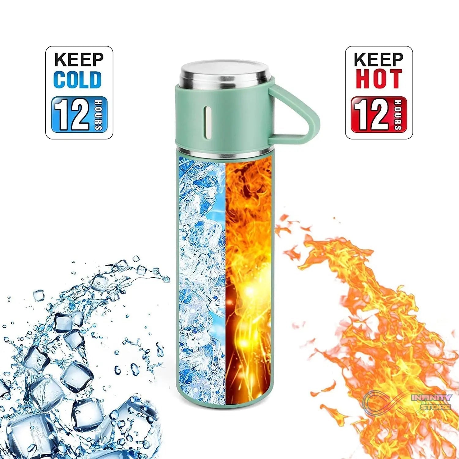 Vacuum Insulated Flask Set with 3 Cups (1 Pc / 500ml) - infinityexculsivestore.com