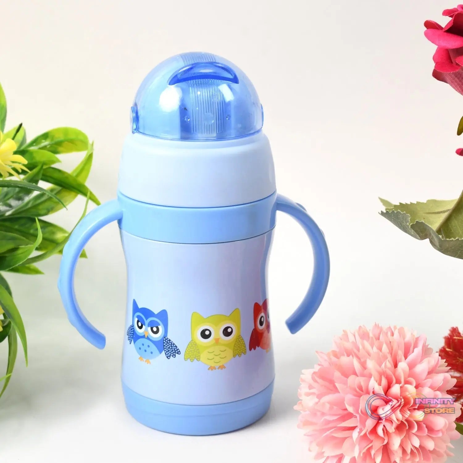 Vacuum Stainless Steel Water Bottle With Carry Handle & Straw (280 ML) - infinityexculsivestore.com