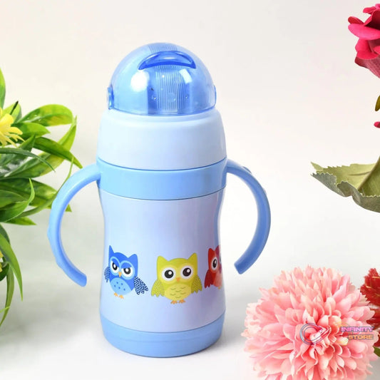 Vacuum Stainless Steel Water Bottle With Carry Handle & Straw (280 ML) - infinityexculsivestore.com