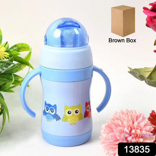Vacuum Stainless Steel Water Bottle With Carry Handle & Straw (280 ML) - infinityexculsivestore.com