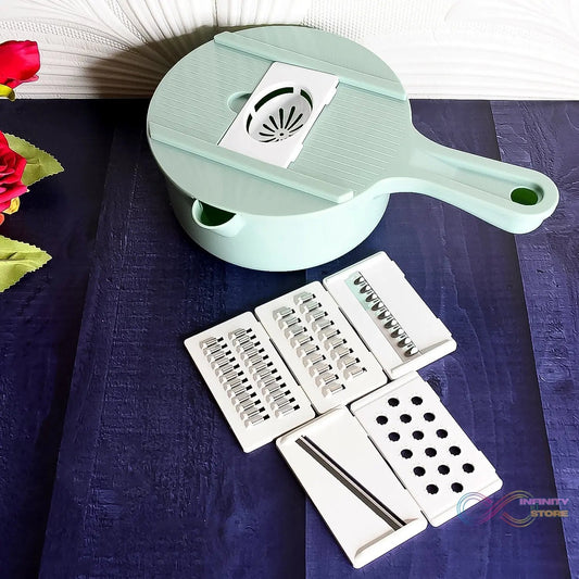Vegetable Choppers with Drain Basket | 6 in 1 Vegetable Slicer Blades (1 Set) - infinityexculsivestore.com