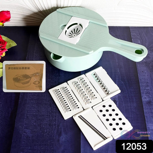 Vegetable Choppers with Drain Basket | 6 in 1 Vegetable Slicer Blades (1 Set) - infinityexculsivestore.com