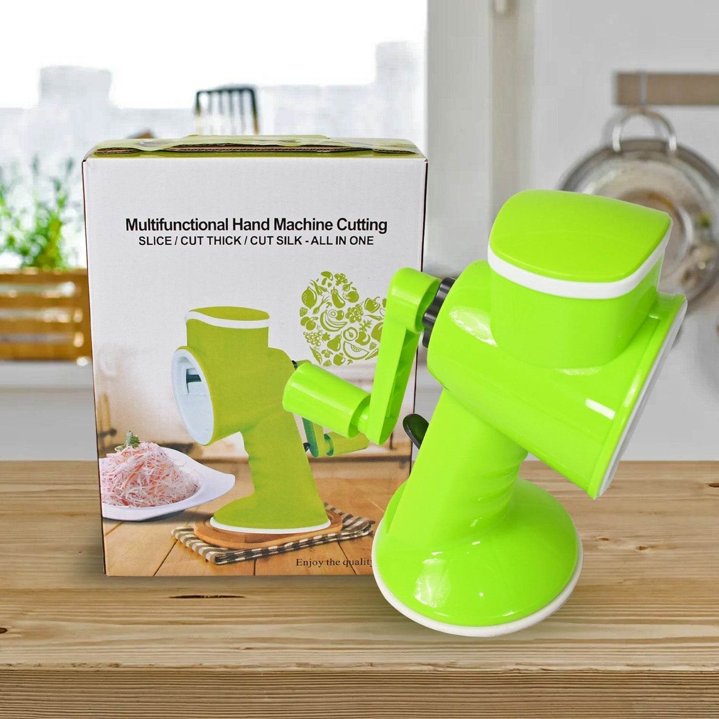 6 in 1 Multi functional Vegetable Cutter & Slicer Hand Machine Cutting, Slice, Cut Thick, Cut Silk All in one –Vegetable Chopper Cutter & Slicing Cutter Barrel - Vegetable Grater with 6 Removable Blades - infinityexculsivestore.com