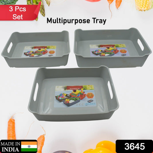 Multipurpose Organising & Storage Plastic Tray, Fruit & Vegetable/ Multi Purpose Tray, Organizer for Kitchen, Countertop, Cabinet, Bathroom Plastic Storage Basket For Store Fruits, Vegetables, Magazines, Cosmetics, Stationary Set of 3 - infinityexculsivestore.com
