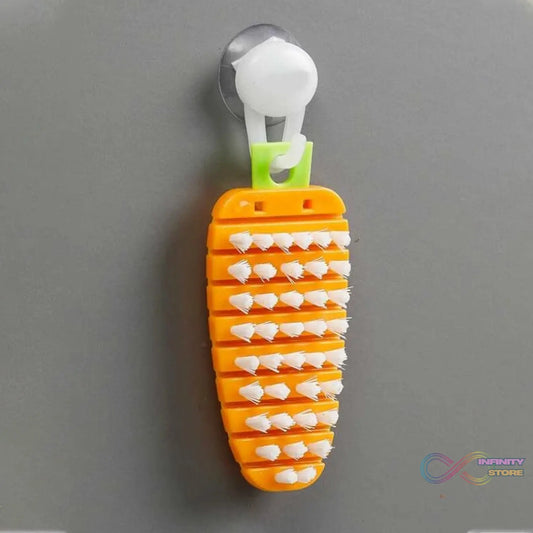 Carrot-shaped vegetable scrubbing brush for potatoes and vegetables