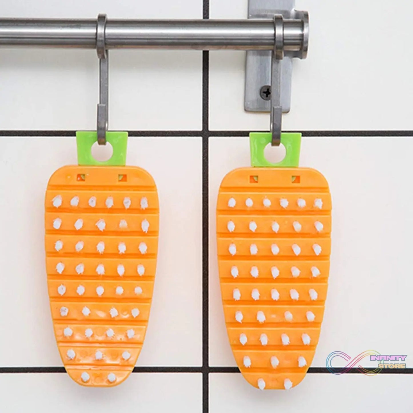 Carrot-shaped fruit brush for scrubbing vegetables