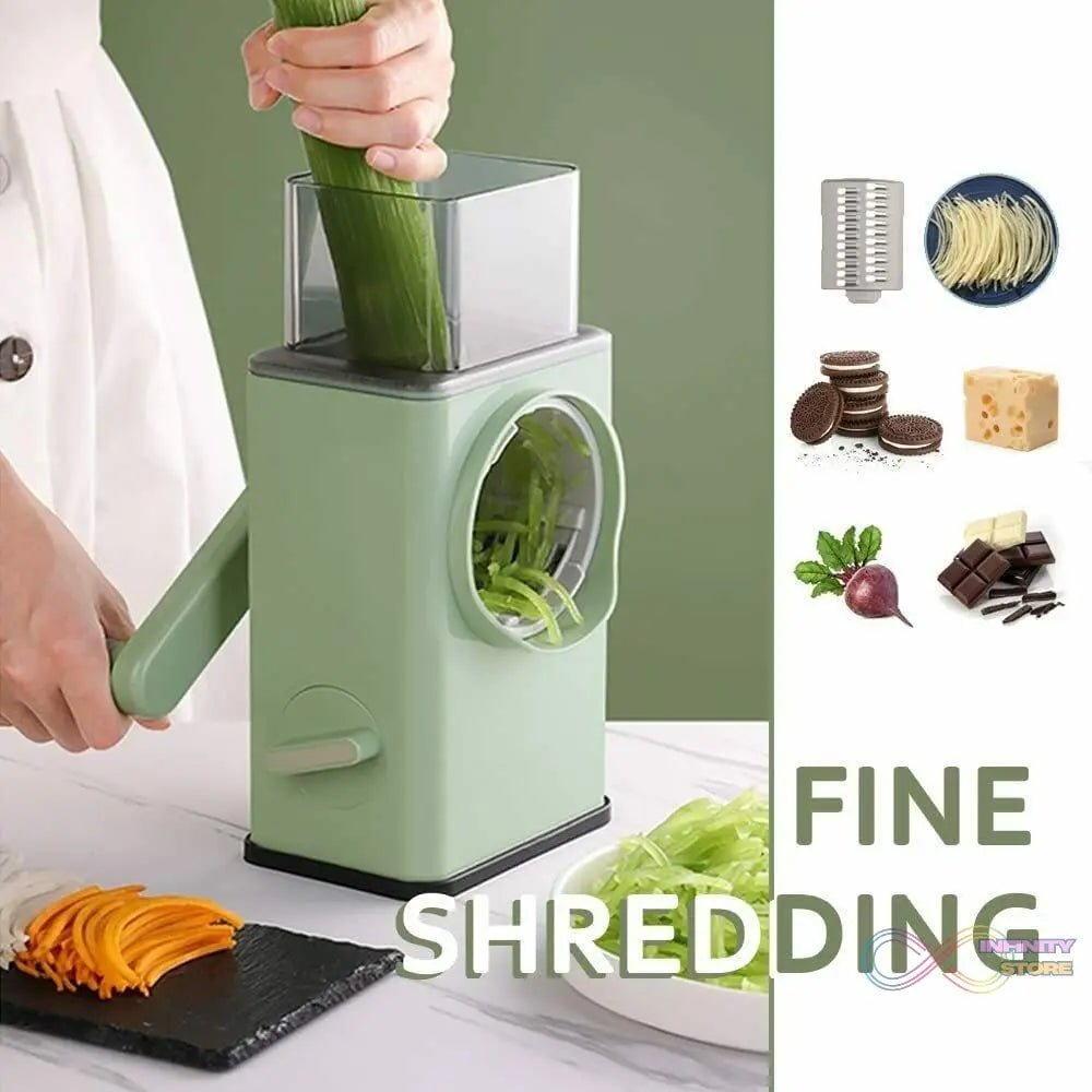 Vegetable Shredder Round Mandolin Slicer, Grater, Shredder Salad Maker - Large Feed Port - Suction Base - Cutter for Vegetable, Fruit, Cookie. - infinityexculsivestore.com