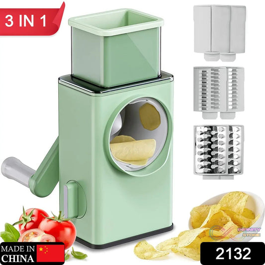 Vegetable Shredder Round Mandolin Slicer, Grater, Shredder Salad Maker - Large Feed Port - Suction Base - Cutter for Vegetable, Fruit, Cookie. - infinityexculsivestore.com
