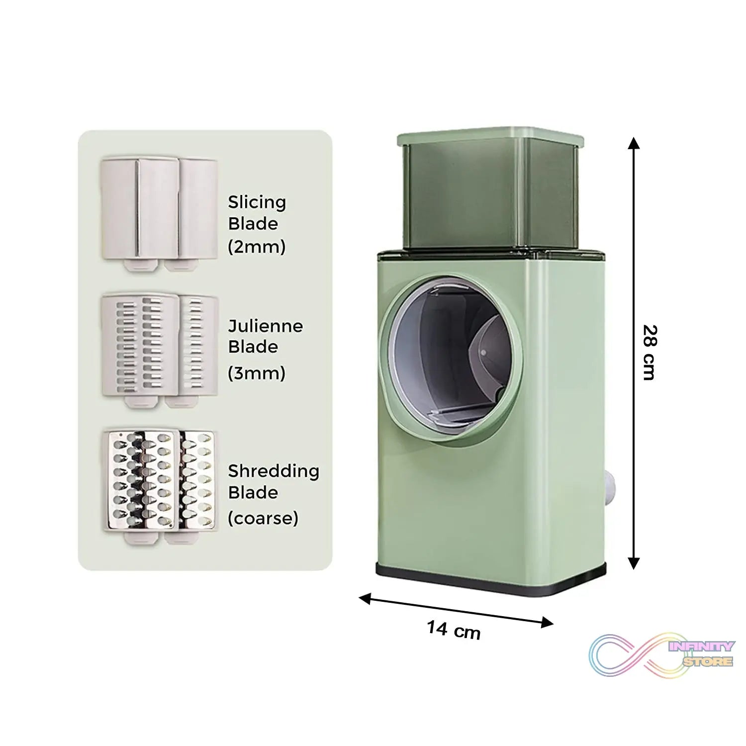 Vegetable Shredder Round Mandolin Slicer, Grater, Shredder Salad Maker - Large Feed Port - Suction Base - Cutter for Vegetable, Fruit, Cookie. - infinityexculsivestore.com