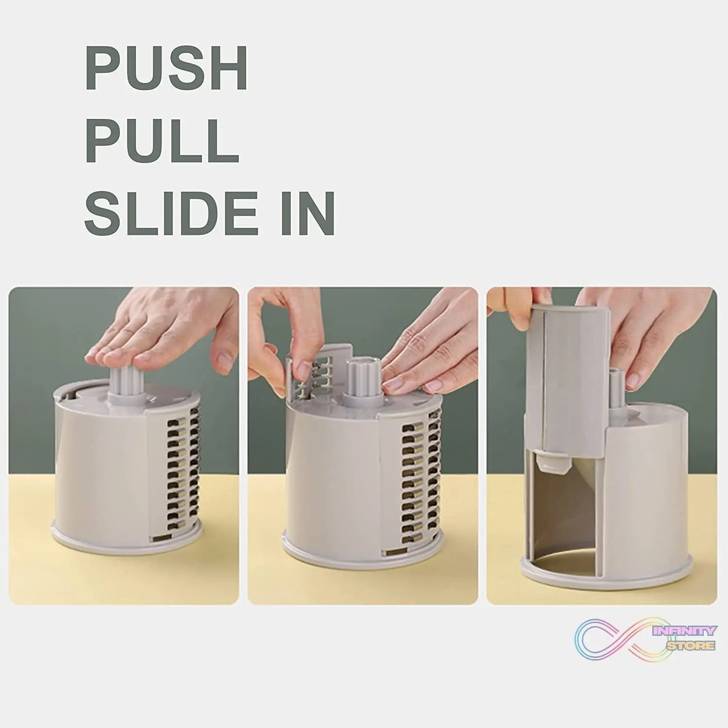 Vegetable Shredder Round Mandolin Slicer, Grater, Shredder Salad Maker - Large Feed Port - Suction Base - Cutter for Vegetable, Fruit, Cookie. - infinityexculsivestore.com
