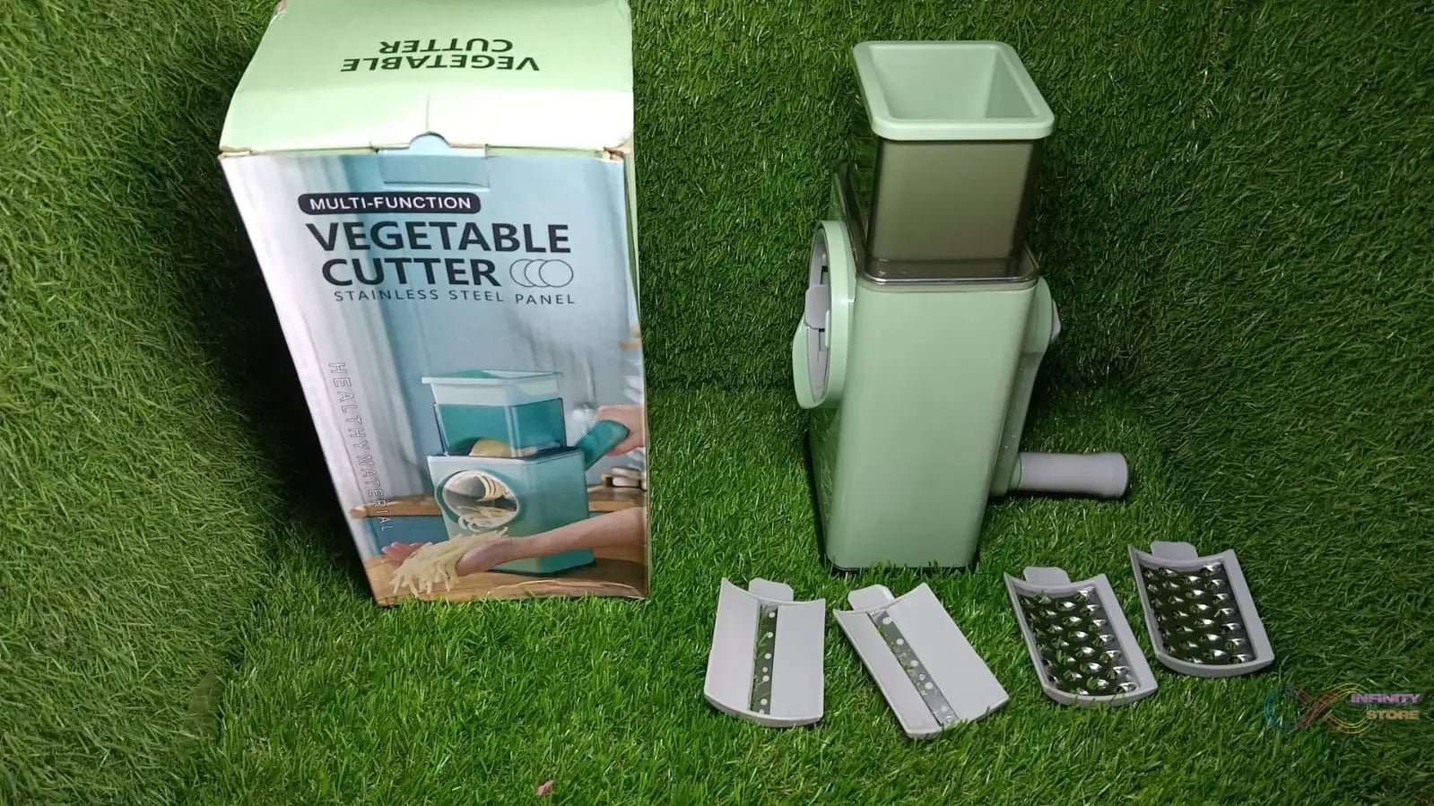 Vegetable Shredder Round Mandolin Slicer, Grater, Shredder Salad Maker - Large Feed Port - Suction Base - Cutter for Vegetable, Fruit, Cookie. - infinityexculsivestore.com