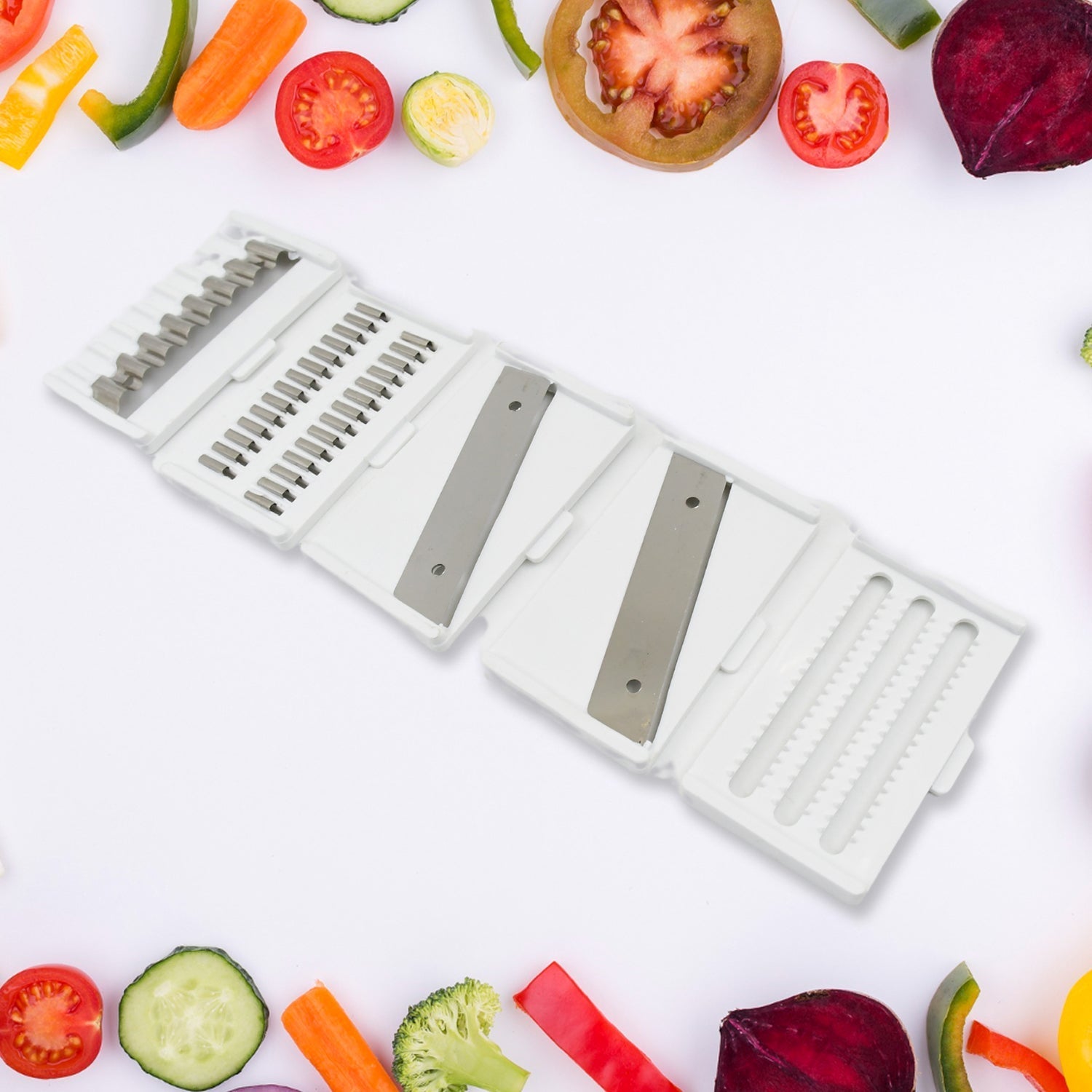 Vegetable Slicer Cutter - 6 Blades Kitchen Accessories, Tools & Appliances with Container & Handle (1 Set) - infinityexculsivestore.com