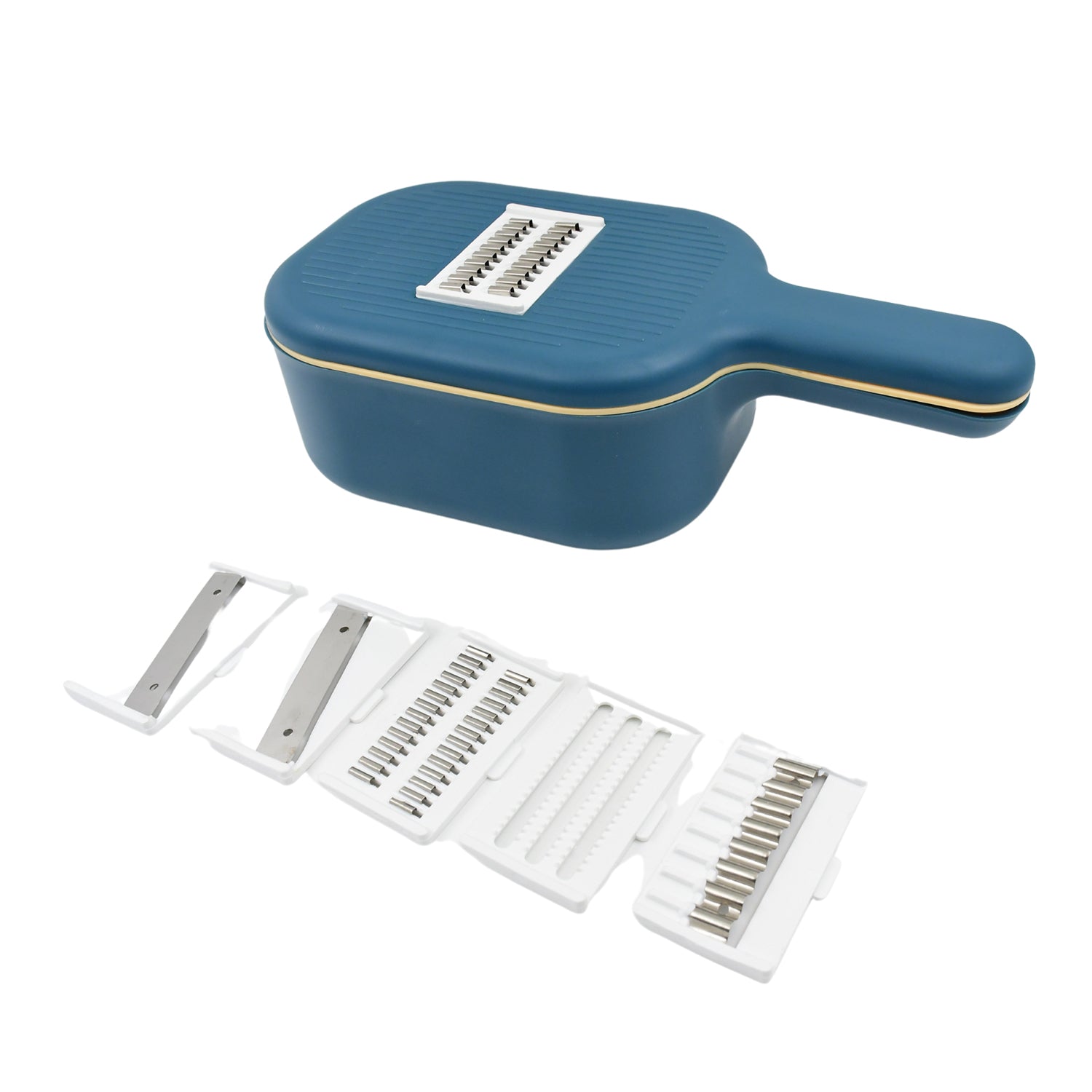 Vegetable Slicer Cutter - 6 Blades Kitchen Accessories, Tools & Appliances with Container & Handle (1 Set) - infinityexculsivestore.com