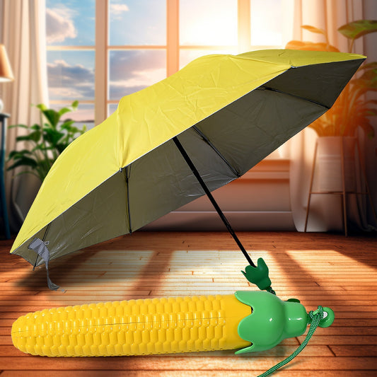 Vegetable shaped Folding Umbrella, Plastic Case Creative Fashion Folding Mini Sun Shade Rain Umbrella, Unique Umbrella, Sun & UV Protection, Cute Design (1 Pc) - infinityexculsivestore.com