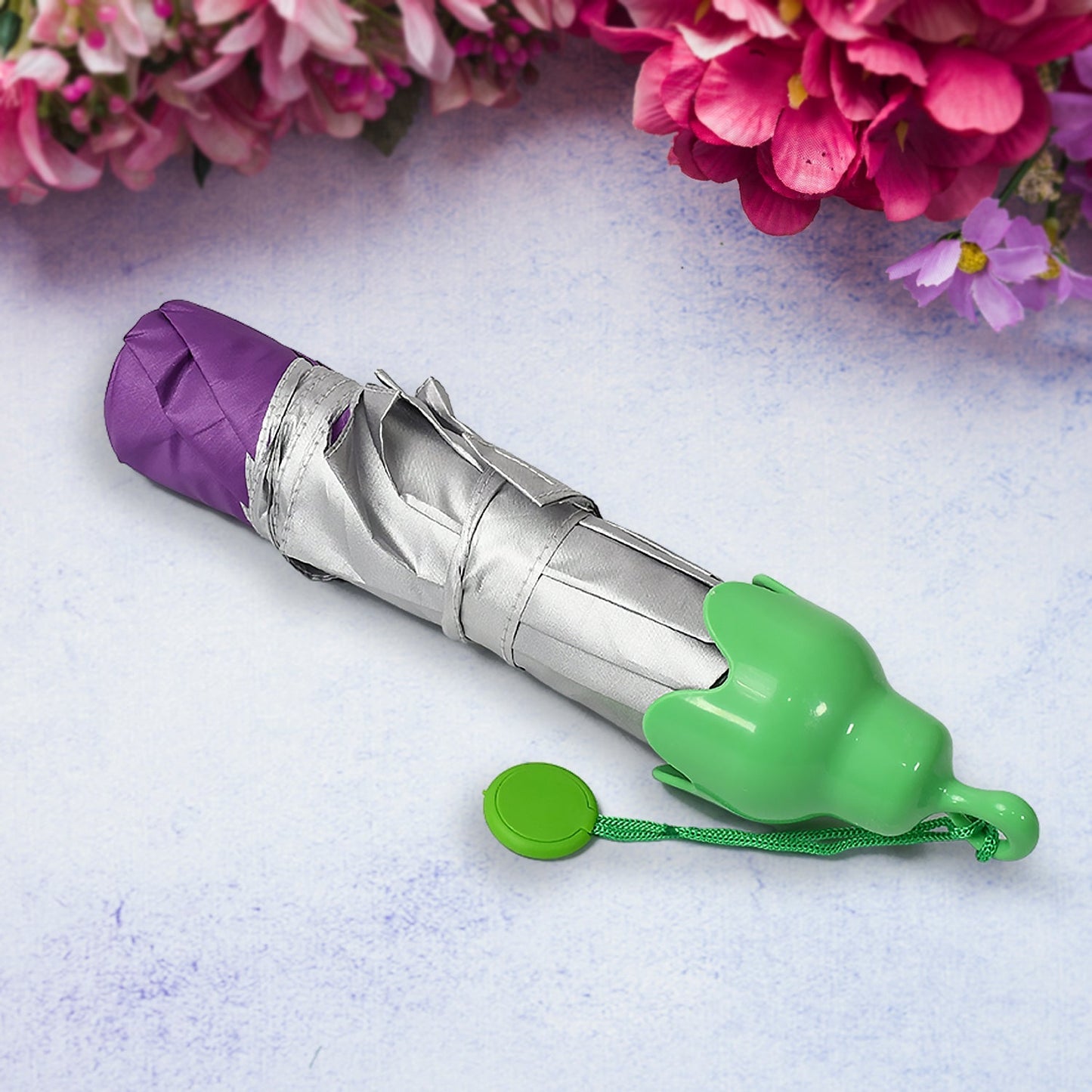 Vegetable shaped Folding Umbrella, Plastic Case Creative Fashion Folding Mini Sun Shade Rain Umbrella, Unique Umbrella, Sun & UV Protection, Cute Design (1 Pc) - infinityexculsivestore.com
