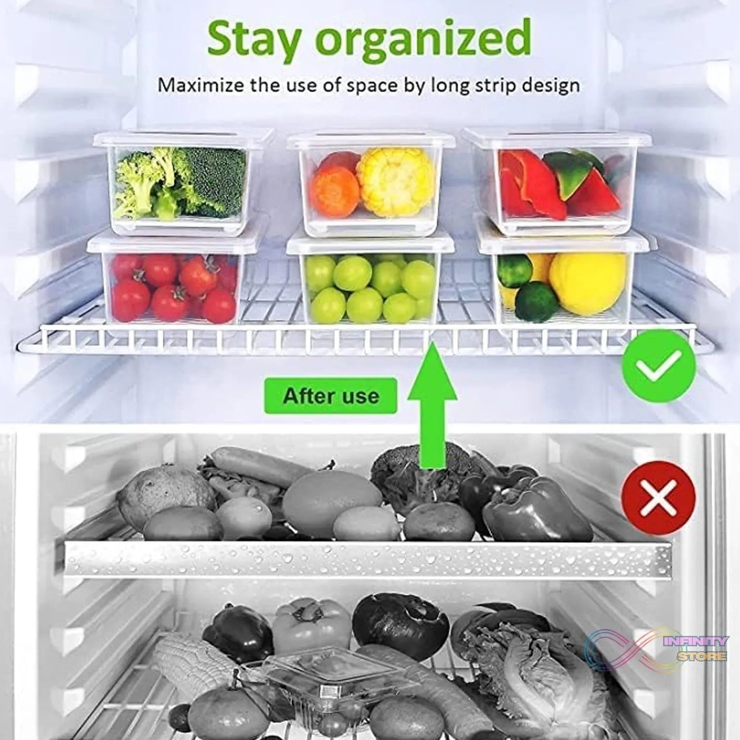 Vegetables & Fruits Freezer Storage Container (PACK OF 6PC 1500ML) - infinityexculsivestore.com