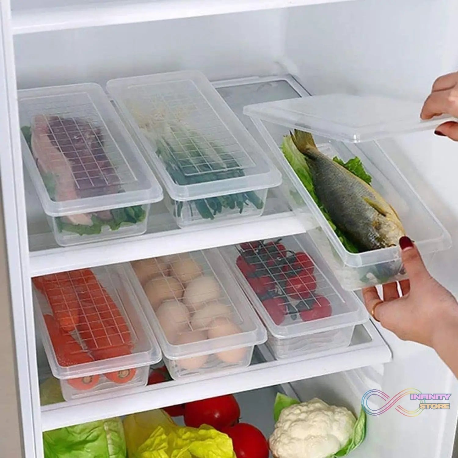 Vegetables & Fruits Freezer Storage Container (PACK OF 6PC 1500ML) - infinityexculsivestore.com