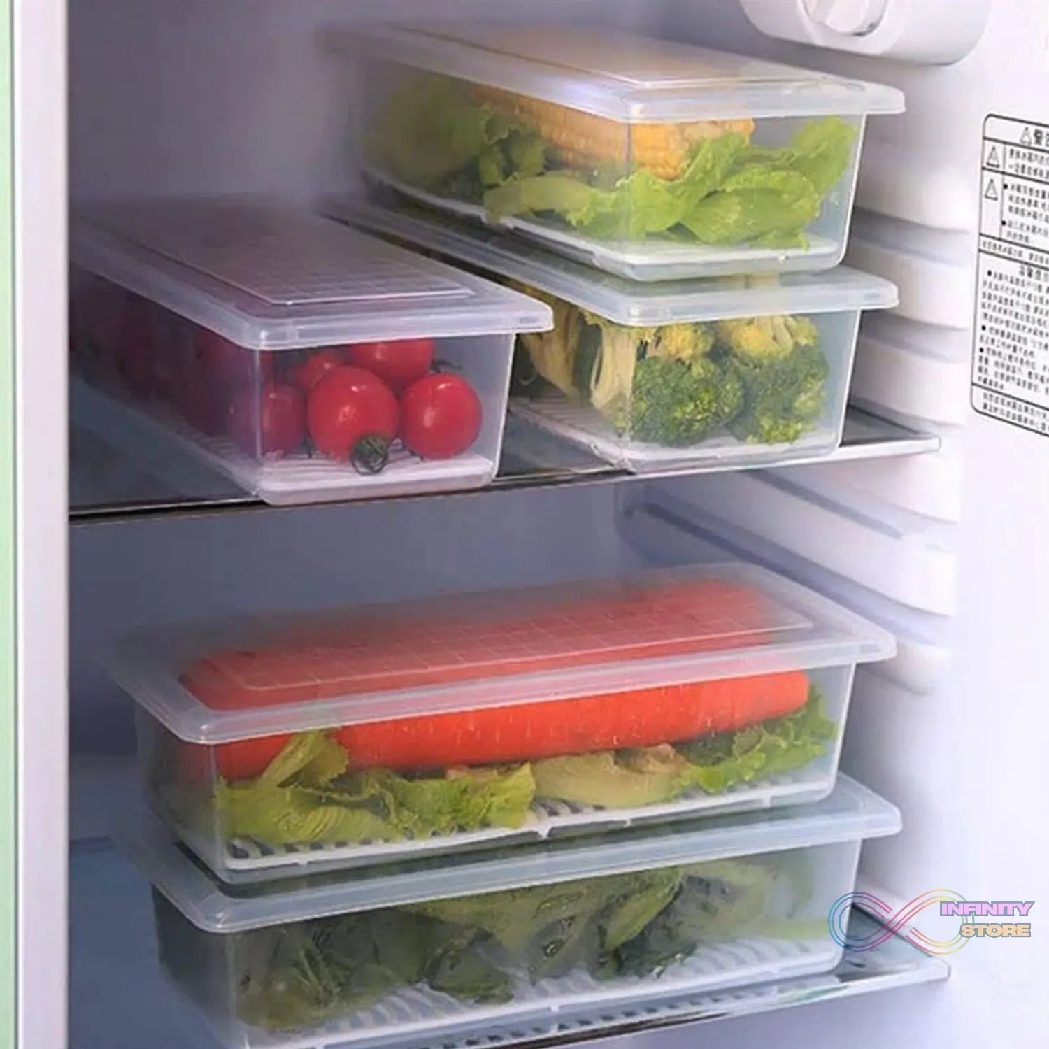 Vegetables & Fruits Freezer Storage Container (PACK OF 6PC 1500ML) - infinityexculsivestore.com