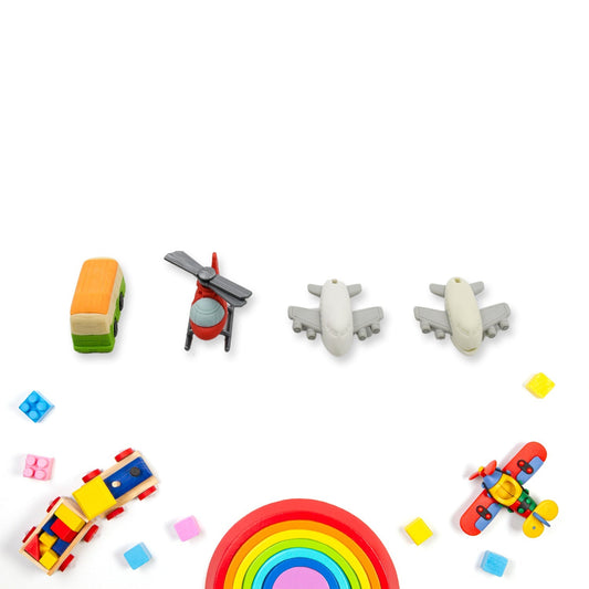 Vehicle Pattern Eraser School Stationery Use Eraser (4 Pc Set) - infinityexculsivestore.com