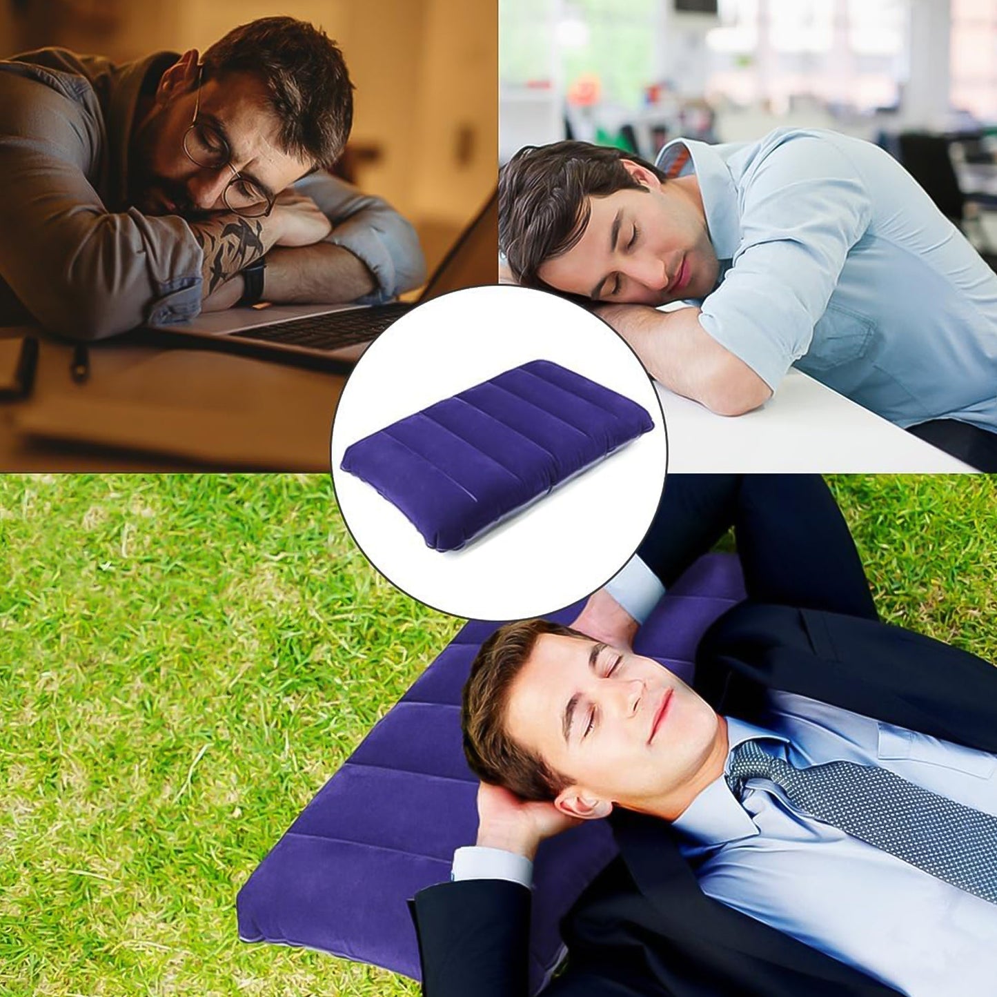 Velvet Air Inflatable Travel Pillow (Blue) - infinityexculsivestore.com