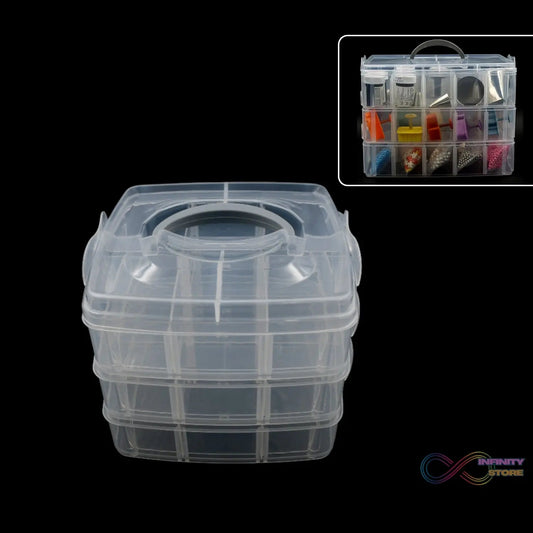 Versatile 18 - Grid 3 - Layer Transparent Plastic Organizer Box with Adjustable Dividers for Jewelry & Fishing Hooks - infinityexculsivestore.com