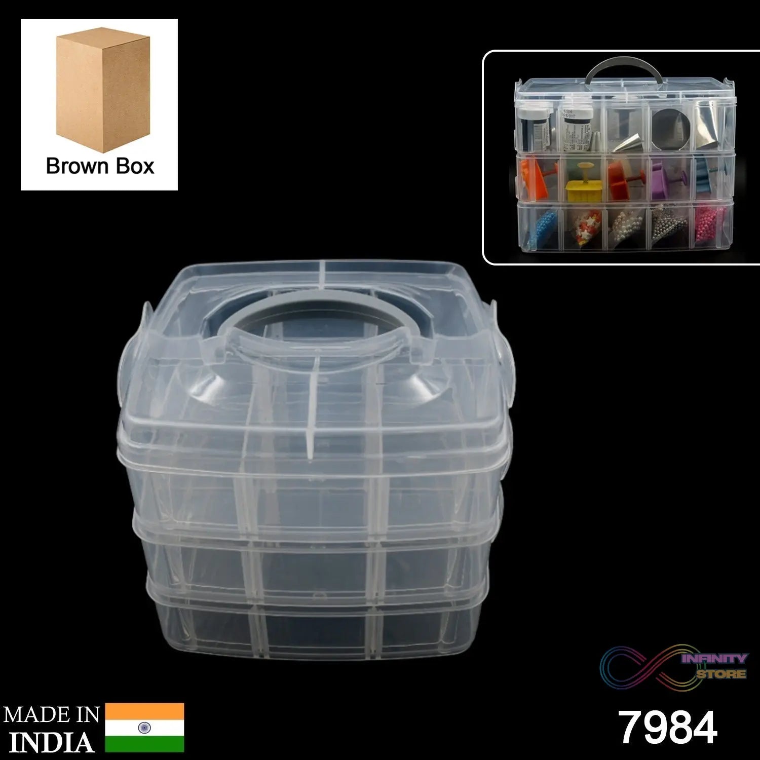 Versatile 18 - Grid 3 - Layer Transparent Plastic Organizer Box with Adjustable Dividers for Jewelry & Fishing Hooks - infinityexculsivestore.com