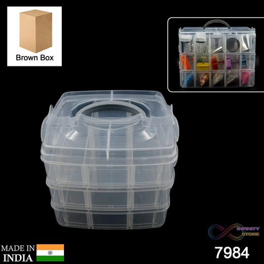 Versatile 18 - Grid 3 - Layer Transparent Plastic Organizer Box with Adjustable Dividers for Jewelry & Fishing Hooks - infinityexculsivestore.com