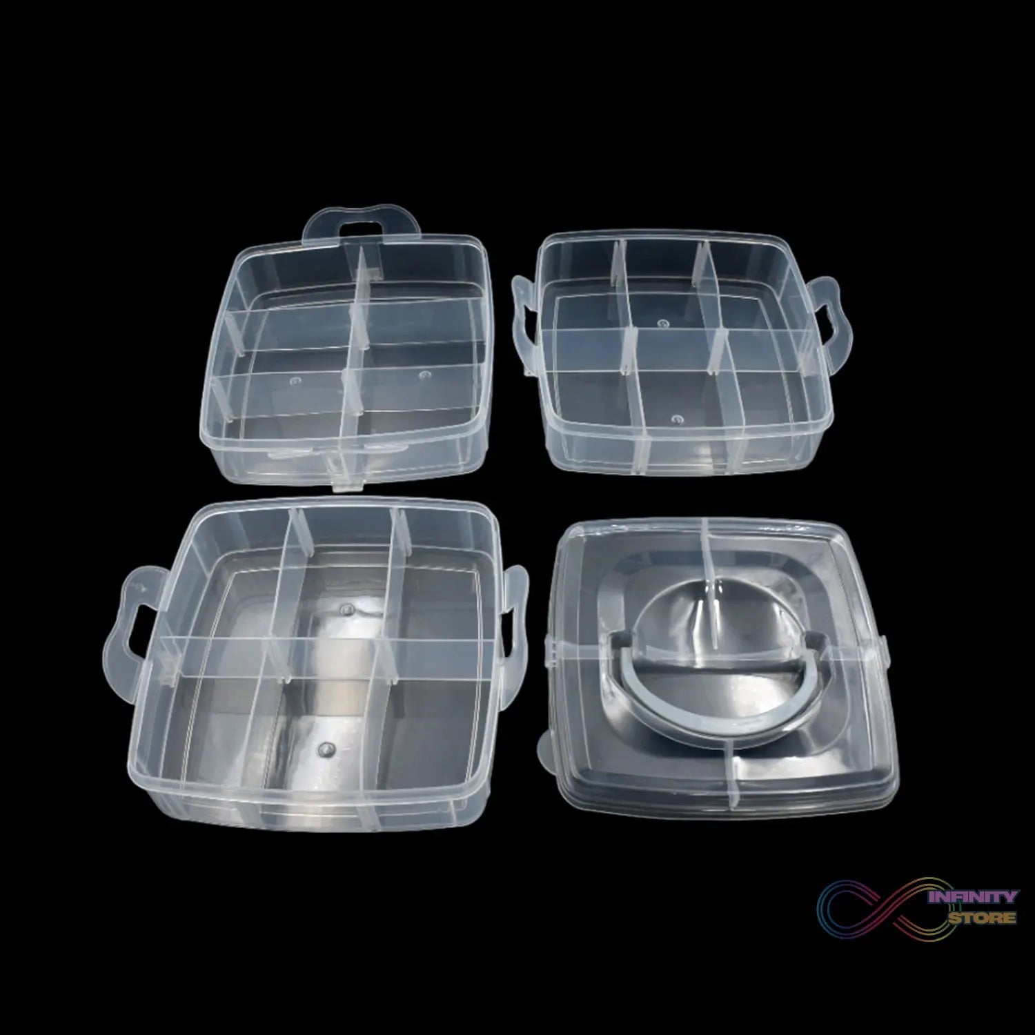 Versatile 18 - Grid 3 - Layer Transparent Plastic Organizer Box with Adjustable Dividers for Jewelry & Fishing Hooks - infinityexculsivestore.com