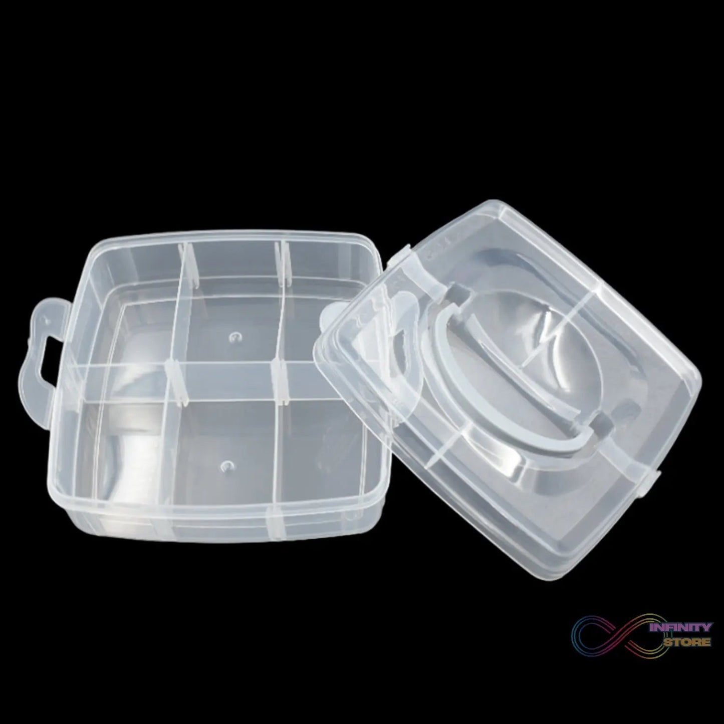 Versatile 18 - Grid 3 - Layer Transparent Plastic Organizer Box with Adjustable Dividers for Jewelry & Fishing Hooks - infinityexculsivestore.com