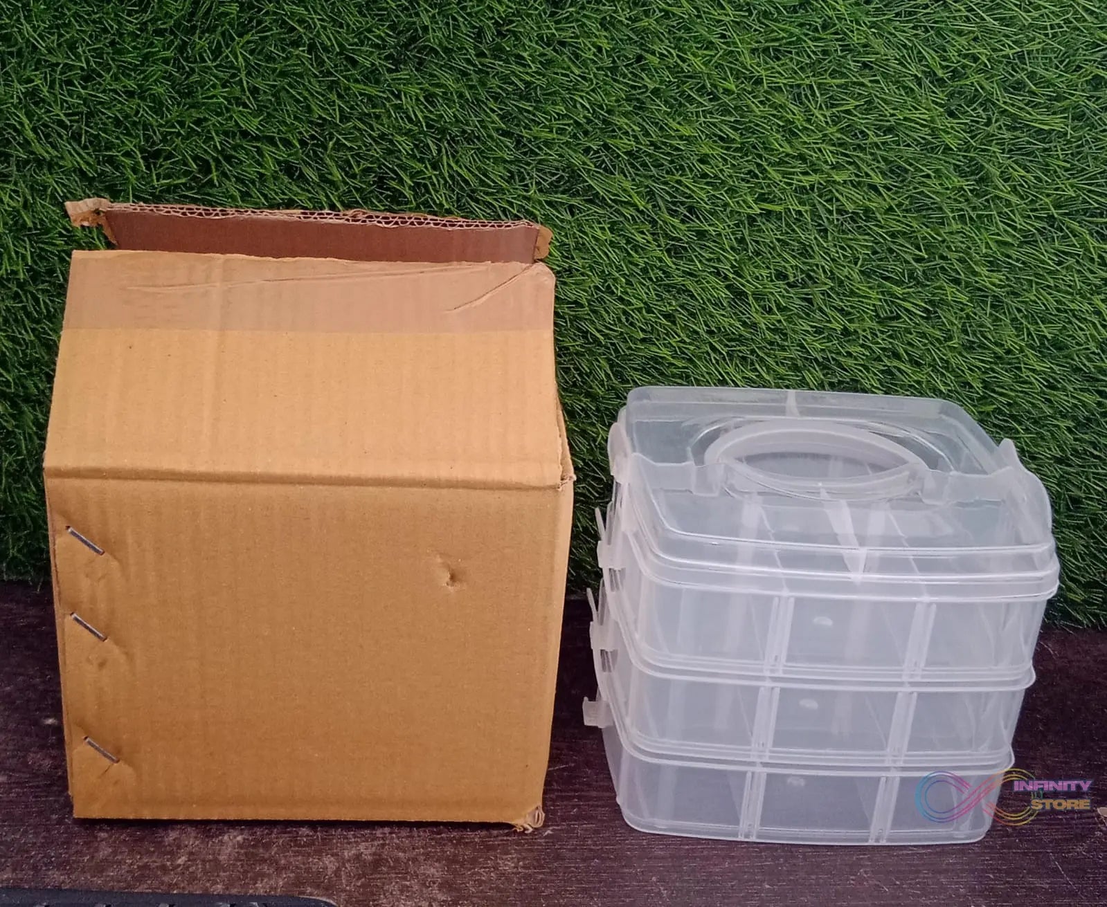 Versatile 18 - Grid 3 - Layer Transparent Plastic Organizer Box with Adjustable Dividers for Jewelry & Fishing Hooks - infinityexculsivestore.com