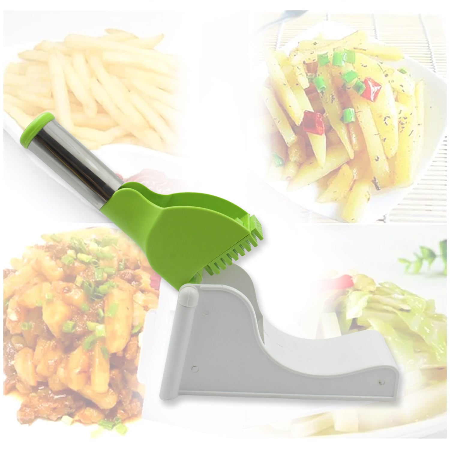 Virgin Plastic French Fry Chipser, Potato Chipser / Potato Slicer with Container - infinityexculsivestore.com