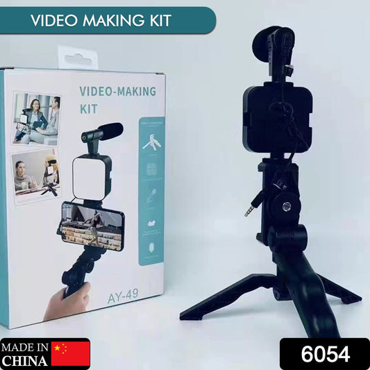 Vlogging Kit for Video Making with Mic Mini Tripod Stand, LED Light & Phone Holder Clip for Making Videos - infinityexculsivestore.com