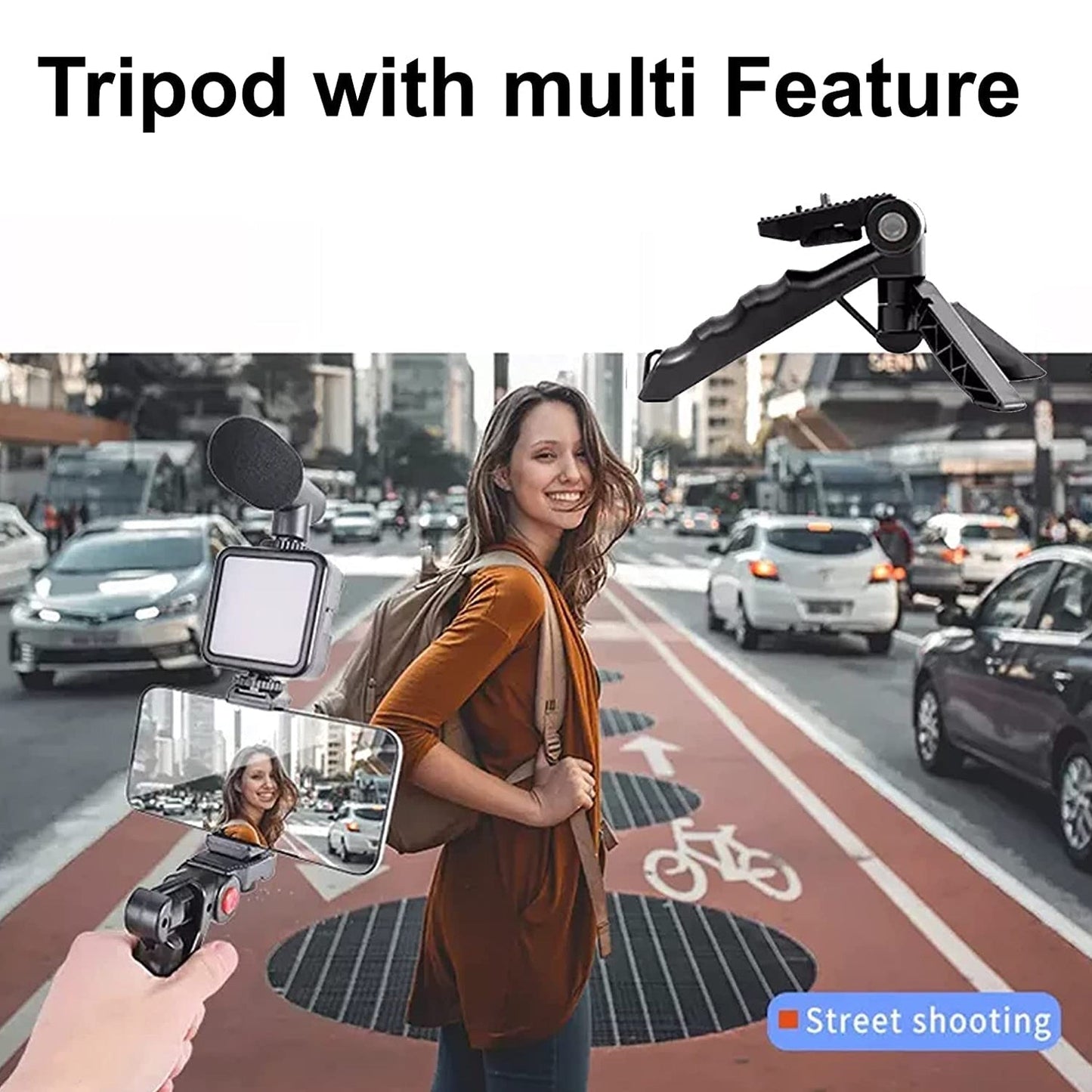 Vlogging Kit for Video Making with Mic Mini Tripod Stand, LED Light & Phone Holder Clip for Making Videos - infinityexculsivestore.com