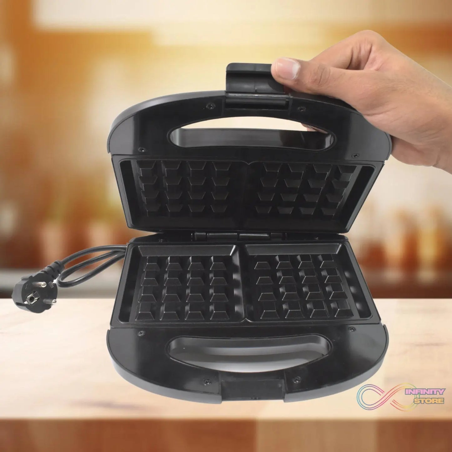 Waffle Maker, Makes 2 Square Shape Waffles| Non-Stick Plates| Easy to Use with Indicator Lights - infinityexculsivestore.com