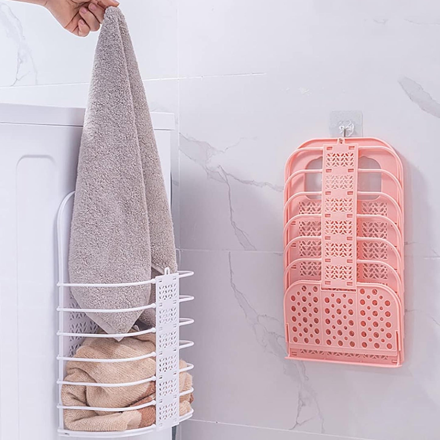 Wall Hanging Laundry Basket Clothes Hanger Dirty Hamper Clothes Storage Hook Clothes Rails for Laundry Washing Machine Bathroom Kids Dirty Clothes Storage Hanger (1 Pc) - infinityexculsivestore.com