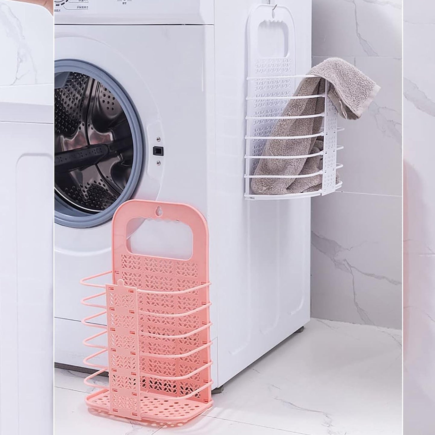 Wall Hanging Laundry Basket Clothes Hanger Dirty Hamper Clothes Storage Hook Clothes Rails for Laundry Washing Machine Bathroom Kids Dirty Clothes Storage Hanger (1 Pc) - infinityexculsivestore.com