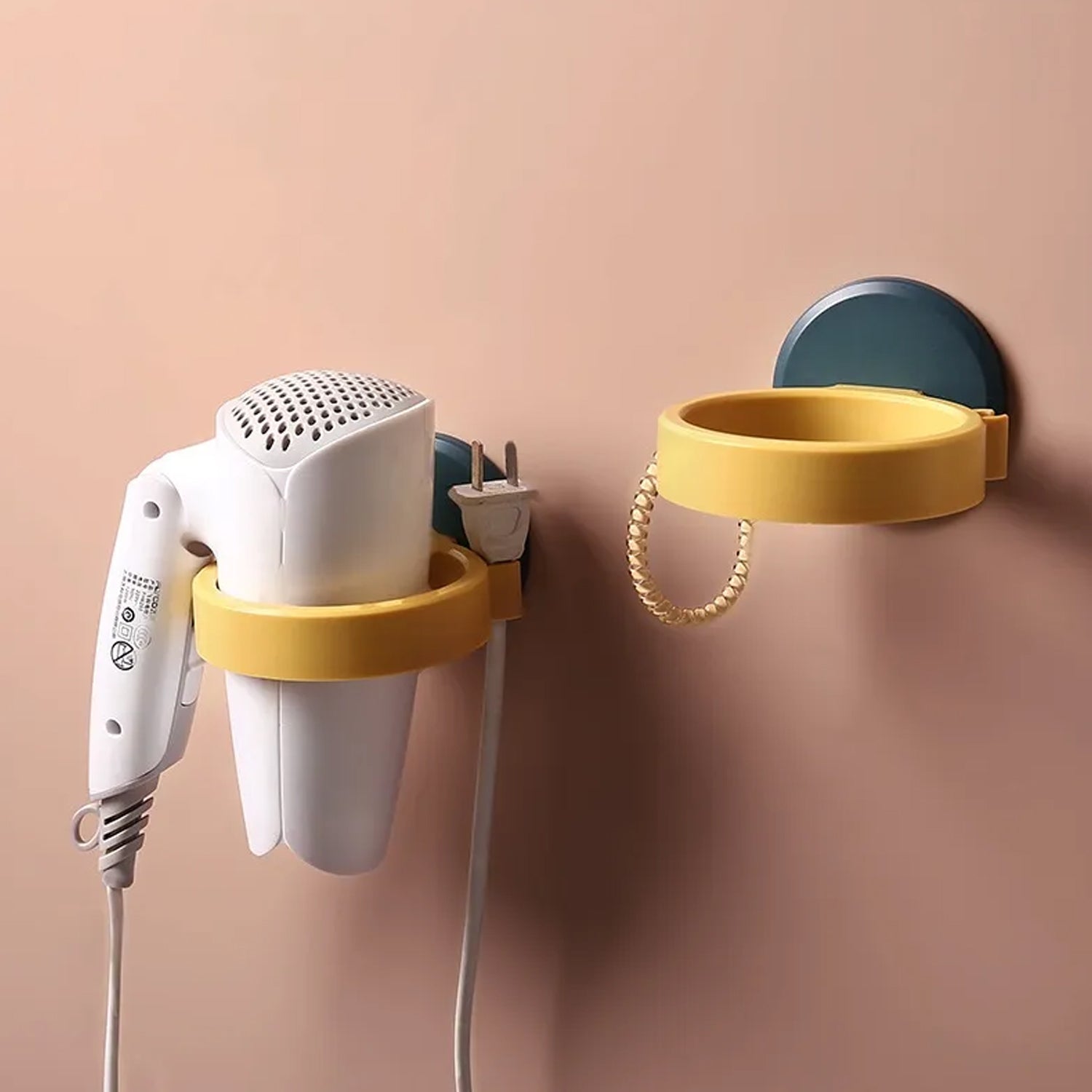 Wall Mount Hair Dryer Holder with Suction Cup, Plastic Wall Bracket for Bathroom, Beauty Salon / Home Use Self Adhesive Hair Dryer Stand Rack (1 Pc) - infinityexculsivestore.com