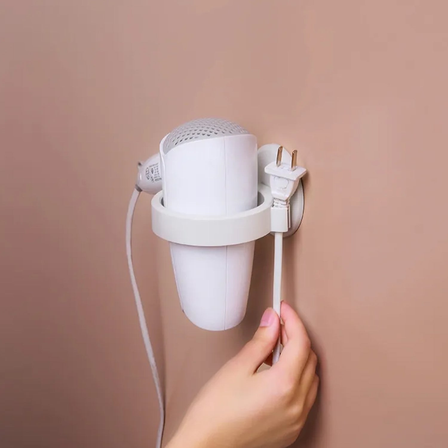 Wall Mount Hair Dryer Holder with Suction Cup, Plastic Wall Bracket for Bathroom, Beauty Salon / Home Use Self Adhesive Hair Dryer Stand Rack (1 Pc) - infinityexculsivestore.com