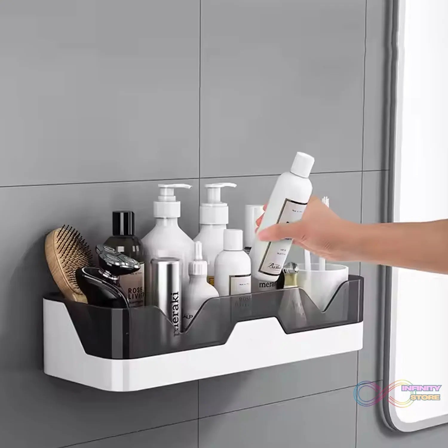 Wall Mounted Adhesive Bathroom Shower Caddy / Shelf / Plastic (1 Pc) - infinityexculsivestore.com