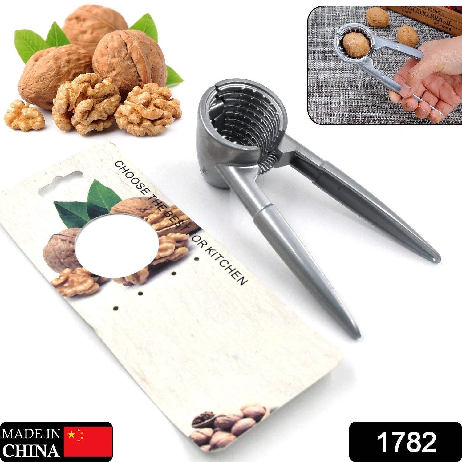 Walnut Cracker, Luxury Die Cast Stainless Alloy Nut Cutter Walnut Clamp Plier Portable Smart Walnut Akhrot Pincers Bottle Opener for Pecans, Almonds, Brazil Nuts - infinityexculsivestore.com